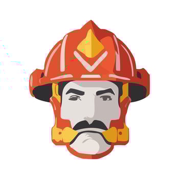 Portrait of a firefighter vector illustration. Firefighter helmet.