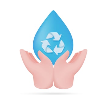 hand holding water droplets Water reduction concept for the planet. 3d illustration vector