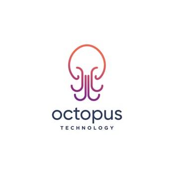 Octopus logo design vector with technology style