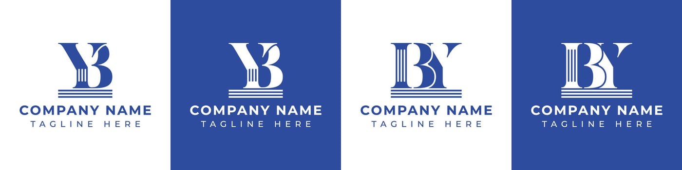 Letter BY and YB Pillar logo, suitable for any business with YB or BY related to Pillar. vector