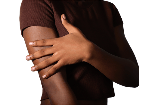 Afro american woman hands, nude manicured nails png