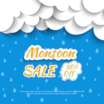 monsoon Sale paper style banner template vector