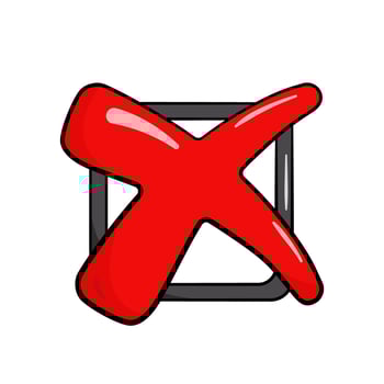 Red cross mark in black square vector