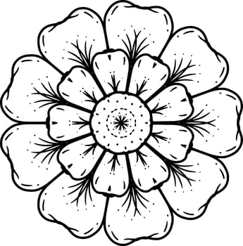 Monochrome ethnic mandala design. Anti-stress coloring page for adults. Hand drawn black and white vector illustration