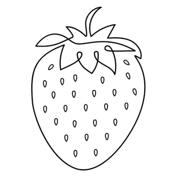 Strawberry tropical berry food illustration line art style vector