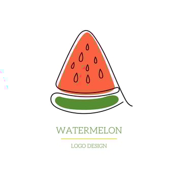 Watermelon tropical fruit or berry logo design line art style with colorful shape vector