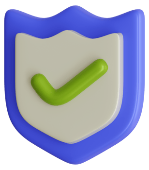 3D render secure shield tick verified approval sign icon illustration png