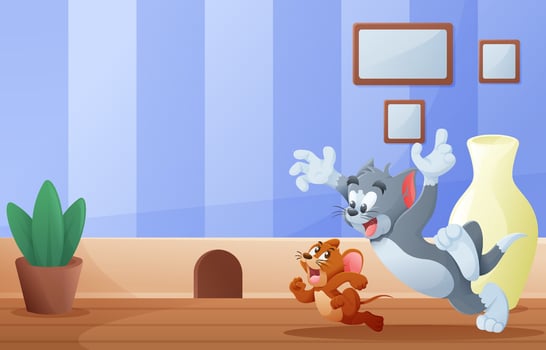 Cat Running after a Naughty Mouse vector
