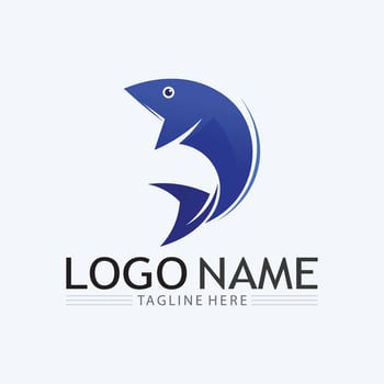 Fish abstract icon design logo template,Creative vector symbol of fishing club or online shop.