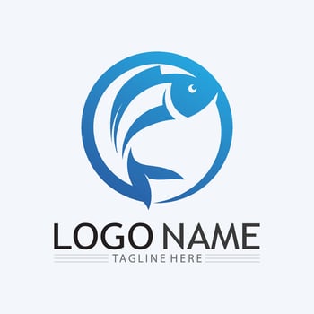 Fish abstract icon design logo template,Creative vector symbol of fishing club or online shop.