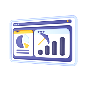 a computer screen with a graph and a hammer png