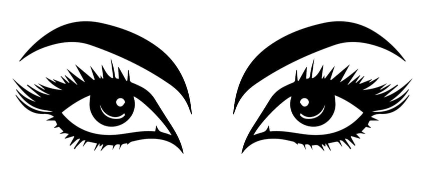 pair of eyes with eyebrows eyelashes vector graphic resources