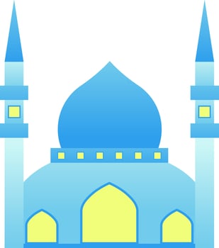 Mosque vector illustration. Shiny mosque icon for sign and symbol of muslim worship place. Mosque gradient icon of islam religion and muslim faith. Place of muslim to pray