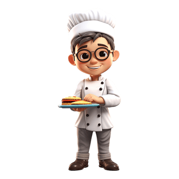 Cute cartoon chef character on transparent background. png