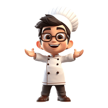 Cute cartoon chef character on transparent background. png