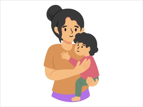 Mom holding baby or People Character illustration vector