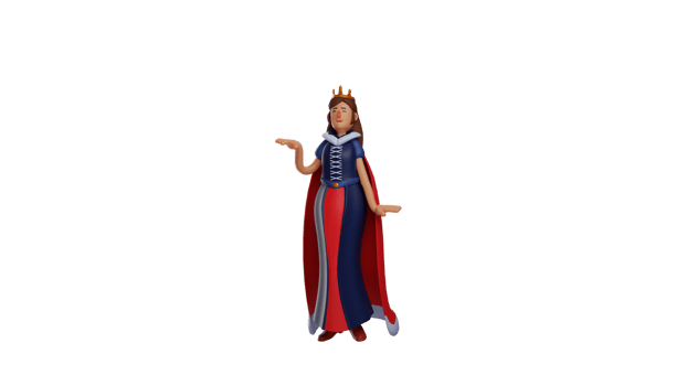 3D illustration. Adorable Princess 3D cartoon character. Princess moved her hand. Princess showed a strange pose. Princess looks beautiful and attractive. 3D cartoon character png