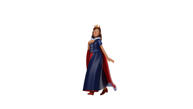 3D illustration. Beautiful Royal Princess 3D cartoon character. Royal princess step pose. Princess looks elegant. The royal princess showed a sweet smile and an aura of beauty. 3D cartoon character png