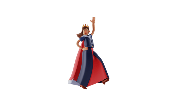 3D illustration. Attractive Princess 3D cartoon character. The royal princess is dancing. Talented princess is showing her dancing talent in front of everyone. 3D cartoon character png