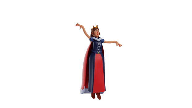 3D illustration. Talented Princess 3D cartoon character. The royal princess is dancing. The royal princess shows off her dance skills. Princess looks beautiful and elegant. 3D cartoon character png
