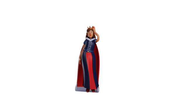 3D illustration. Calm Princess 3D cartoon character. The royal princess showed her bashful expression. The beautiful princess smiled to everyone who saw her. 3D cartoon character png