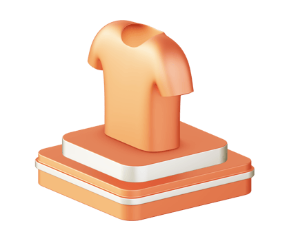 3d illustration icon design of metallic orange fashion outfit with square podium png