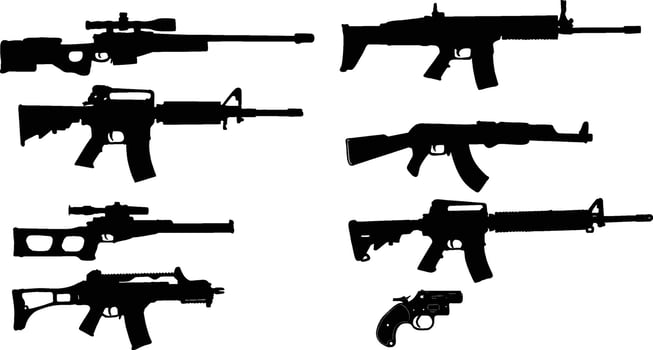 Weapon set vector icon illustrations