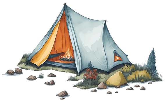 Watercolor camping tent. png