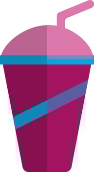 Coffee cup with a pink straw. vector