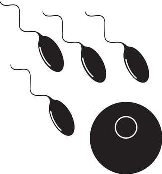 Glyph style of sperm entering to ovule. vector