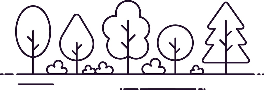 flat design vector tree collection coloring page book
