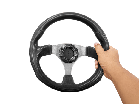 Hands holding steering wheel transparent background png