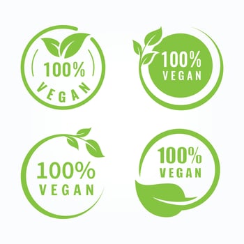 Vegan icon set. Organic, bio, eco symbols. Vector illustration
