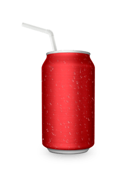 Aluminum can with the ring pull and straw transparent background png