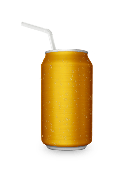 Aluminum can with the ring pull and straw transparent background png