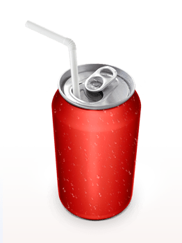 Aluminum can with the ring pull and straw transparent background png