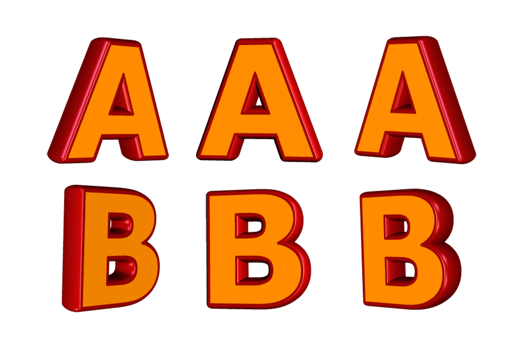 3D set alphabet red orange color png