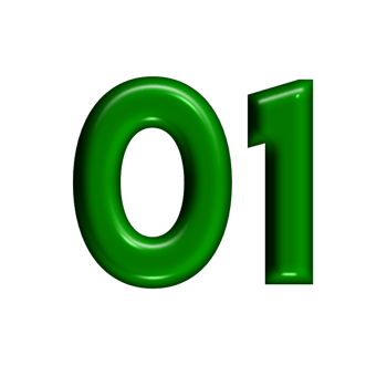 3D number green glossy color png