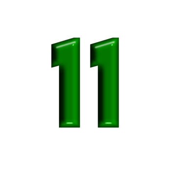 3D number green glossy color png