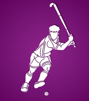 Field Hockey Male Player Action Cartoon Graphic Vector