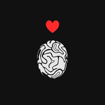 Human Brain. World mental health day concept. Mental Health Awareness Month in dark background. Vector Illustration