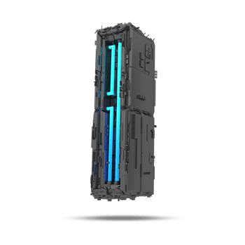 3d spaceship alphabet with neon light effect, 3d rendering png