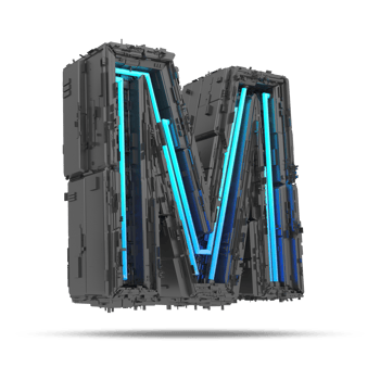 3d spaceship alphabet with neon light effect, 3d rendering png