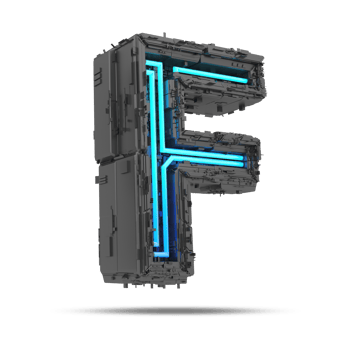 3d spaceship alphabet with neon light effect, 3d rendering png