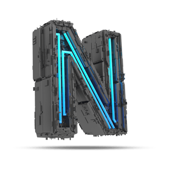 3d spaceship alphabet with neon light effect, 3d rendering png