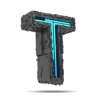 3d spaceship alphabet with neon light effect, 3d rendering png