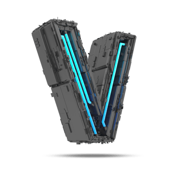 3d spaceship alphabet with neon light effect, 3d rendering png