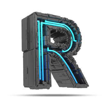 3d spaceship alphabet with neon light effect, 3d rendering png