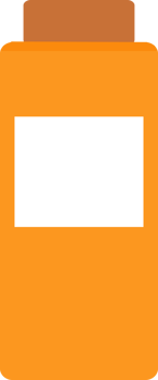 Orange skin care, cosmetic blank label bottle packaging. PNG illustration.