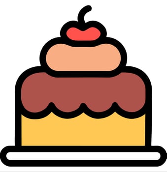 Birthday cake vector isolated icon.
